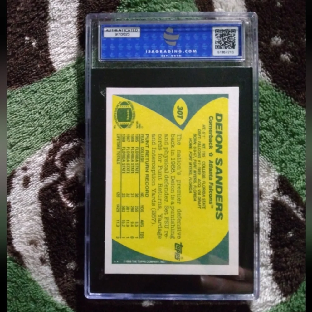 Deion Sanders Mint Graded 9 Rookie RC 1989 Topps TRADED Football card #30T